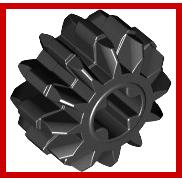 Technic Gear 12 Tooth Double Bevel - Part - 32270 - Black - used - Qty:15