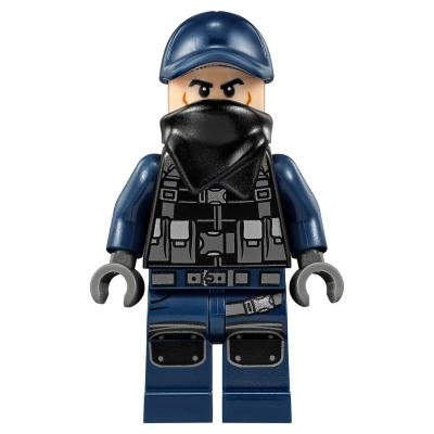 ACU Guard - Male Dark Blue Cap Light Nougat Head Black Bandana - Minifigure - Used
