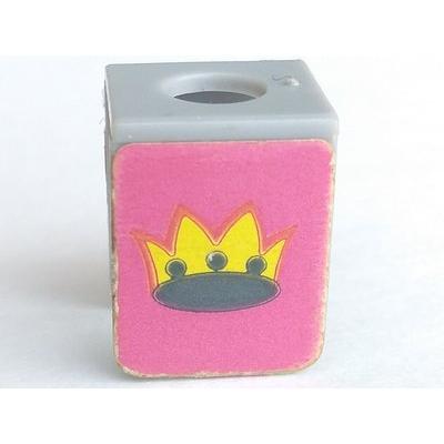 Minifigure Vest with Crown on Purple Background Pattern (Stickers) - Sets 375 / 6075 - Part - 3840pb02 - Light Gray - used - Qty:1