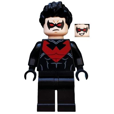 Nightwing - Red Eye Holes and Chest Symbol - Minifigure - Used