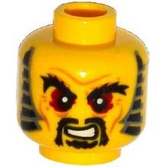 Minifigure Head Black Bushy Eyebrows Red Eyes Moustache and Goatee Sideburns Wrinkles Pattern - Part - 3626pb1324 - Yellow - used - Qty:1