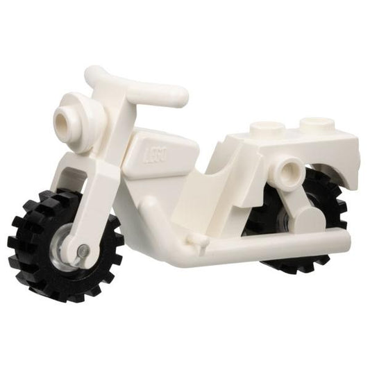 Motorcycle Town with Trans-Clear Wheels with Black Tires (x81 / 3464c02) - Part - x81c02 - White - used - Qty:1