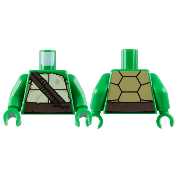 Torso Tan and Dark Tan Turtle Shell Dark Brown Belt and Straps Pattern / Green Arms / Green Hands - Part - 973pb1341c01 - Green - used - Qty:1