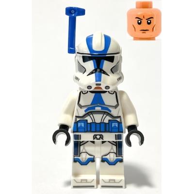 Clone Trooper Officer 501st Legion (Phase 2) - White Arms Blue Rangefinder Nougat Head Helmet with Holes - Minifigure - New