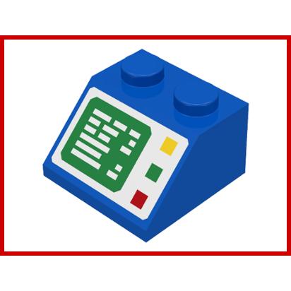 Slope 45 2 x 2 with Computer Screen and Right Side Buttons Pattern - Part - 3039p23 - Blue - used - Qty:1