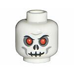 Minifigure Head Skull with Red Eyes Dark Bluish Gray Eye Shadow Light Bluish Gray Cheek Lines Black Mouth and Nostrils Furrowed Brow Evil Grin Pattern - Part - 3626pb0269 - White - used - Qty:1