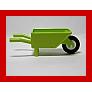Minifigure Utensil Wheelbarrow with White Pulley Wheel with Black Tire 14mm D. x 4mm Smooth Small Single with Number Embossed on Side (98288 / 3464c03) - Part - 98288c01 - Lime - used - Qty:1