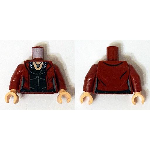 Torso Female Jacket over Black Top with Necklace Pattern (Scarlet Witch) / Dark Red Arms / Light Nougat Hands - Part - 973pb1943c01 - Dark Red - used - Qty:1