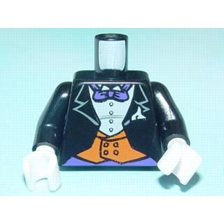 Torso Batman Suit with Orange Vest Purple Bow Tie Pattern / Black Arms / White Hands - Part - 973pb0222c01 - Black - used - Qty:1