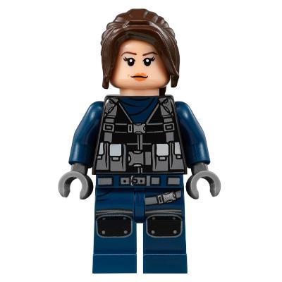 ACU Guard - Female Dark Brown Hair Light Nougat Head - Minifigure - Used