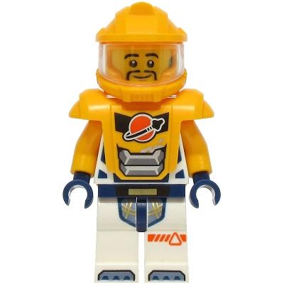 Astronaut - Male White Spacesuit with Bright Light Orange Arms Bright Light Orange Helmet Trans-Clear Visor Bright Light Orange Armor - Minifigure