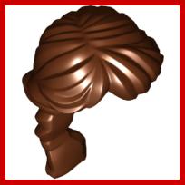 Minifigure Hair Female Ponytail Long French Braided - Part - 88286 - Reddish Brown - used - Qty:1