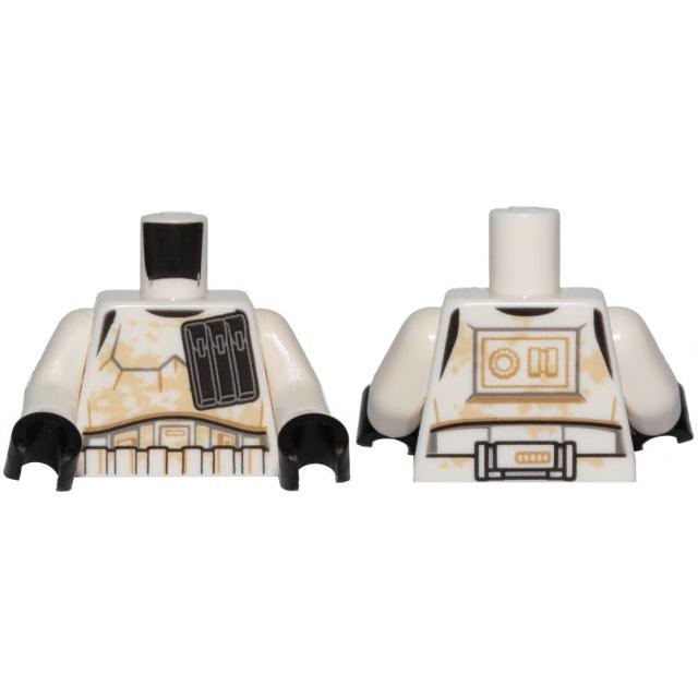 Torso SW Armor Stormtrooper Wide Black Ammo Pouch and Tan Dirt Stains Pattern / White Arms / Black Hands - Part - 973pb3305c01 - White - used - Qty:1