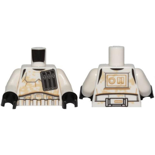 Torso SW Armor Stormtrooper Wide Black Ammo Pouch and Tan Dirt Stains Pattern / White Arms / Black Hands - Part - 973pb3305c01 - White - used - Qty:1