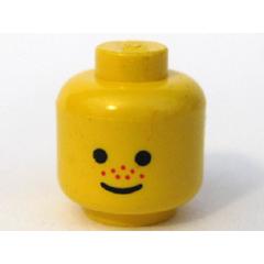 Minifigure Head Standard Grin and Red Nose Freckles Pattern - Solid Stud - Part - 3626apx124 - Yellow - used - Qty:1