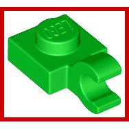 Plate Modified 1 x 1 with Open O Clip (Horizontal Grip) - Part - 61252 - Bright Green - new - Qty:10
