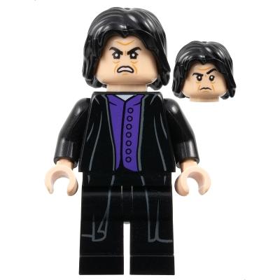 Professor Severus Snape - Dark Purple Shirt Black Robes Printed Legs No Shirt Tail - Minifigure - Used