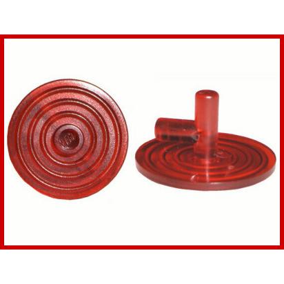Minifigure Shield Circular / Round Ridged Face with Stud - Part - 3876 - Trans-Red - used - Qty:1