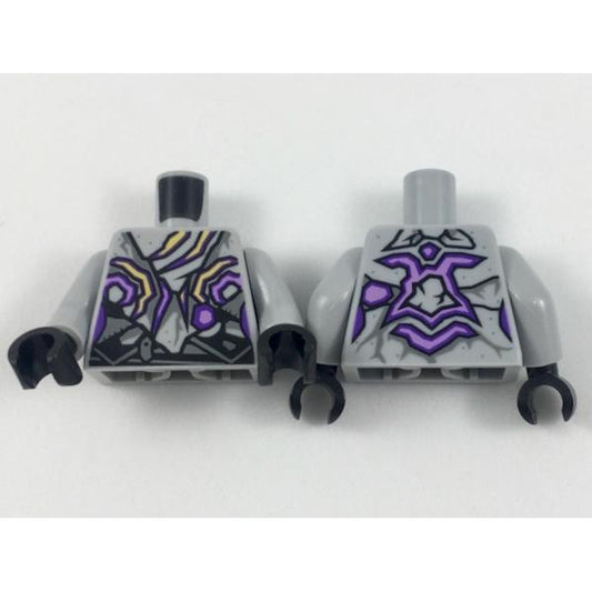 Torso Female Tattered Vest and Bandana Purple and Yellow Streaks Pattern / Light Bluish Gray Arms / Black Hands - Part - 973pb3115c01 - Light Bluish Gray - new - Qty:1