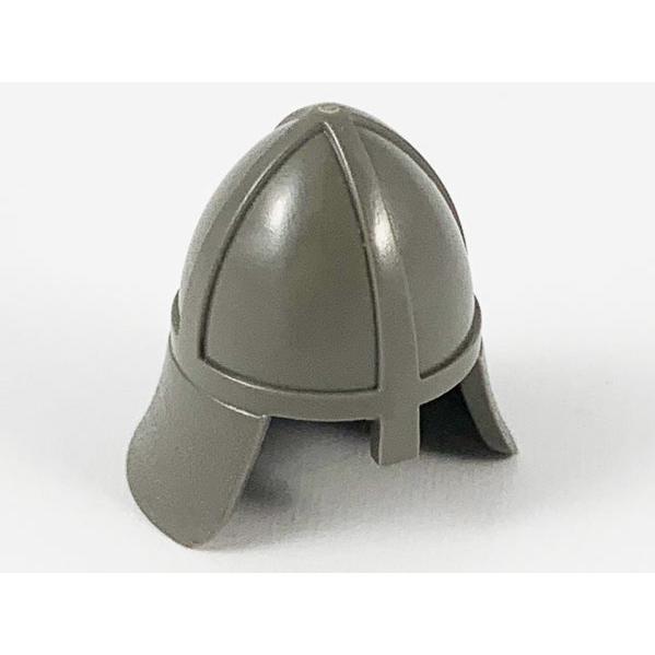 Minifigure Headgear Helmet Castle Nasal Helmet with Angled Neck Protector - Part - 3844 - Dark Gray - used - Qty:1