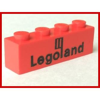 Brick 1 x 4 with Black Legoland Logo Pattern - Part - 3010p30 - Red - used - Qty:1