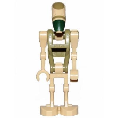 Battle Droid - Tan Olive Green Torso Printed Head (Kashyyyk / AAT Driver Battle Droid) - Minifigure - Used