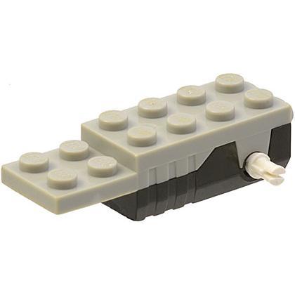 Pullback Motor 6 x 2 x 1 1/3 with Black Base and White Wheels Holder Pins (Motor 1) - Part - 41857c01 - Light Gray - used - Qty:1