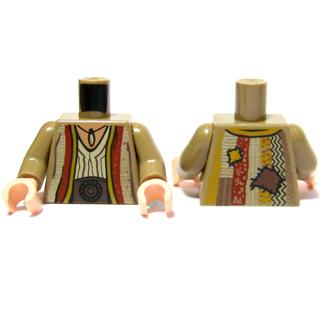Torso Arabian Robe with Pendant and Patches Pattern / Dark Tan Arms / Light Nougat Hands - Part - 973pb0648c01 - Dark Tan - used - Qty:1