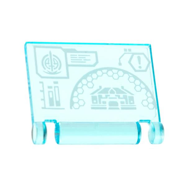 Minifigure Utensil Book Cover with Computer Screen White S.W.O.R.D. Logo Hex Diagram Pattern - Part - 24093pb045 - Trans-Light Blue - used - Qty:1