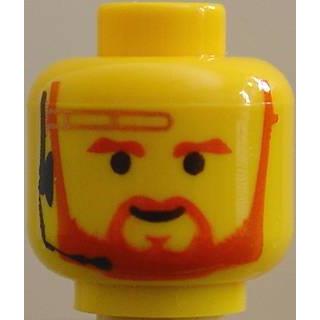 Minifigure Head Beard with Brown Trim Beard (forked below mouth) and Eyebrows Headset Pattern (SW Obi-Wan Kenobi) - Part - 3626pb0024 - Yellow - used - Qty:1