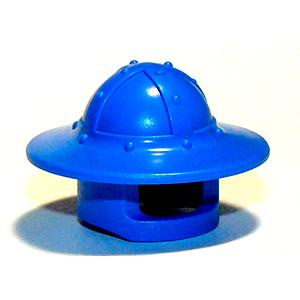 Minifigure Headgear Helmet Castle Kettle Hat with Chin Guard and Broad Brim - Part - 30273 - Blue - new - Qty:1