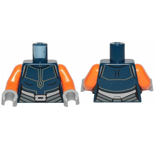 Torso SW Ahsoka Jumpsuit with Silver Belt Pattern / Orange Arms / Light Bluish Gray Hands - Part - 973pb3971c01 - Dark Blue - used - Qty:1