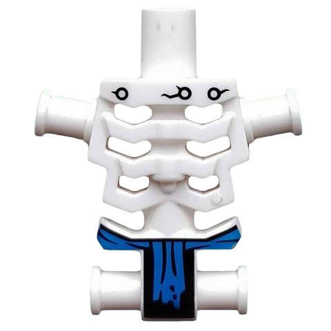 Torso Skeleton Angular Rib Cage with Rivets Cracks and Blue Loincloth Pattern - Part - 93060pb01 - White - used - Qty:1