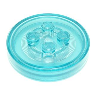Dimensions Toy Tag 4 x 4 x 2/3 with 4 Studs and Trans-Light Blue Bottom (Generic for Gadgets) - Part - 18602c01 - Trans-Light Blue - used - Qty:1