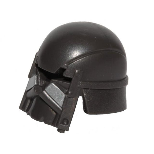 Minifigure Headgear Helmet SW Knight of Ren with Black Visor and Silver Stripes Pattern - Part - 59434pb01 - Pearl Dark Gray - new - Qty:1