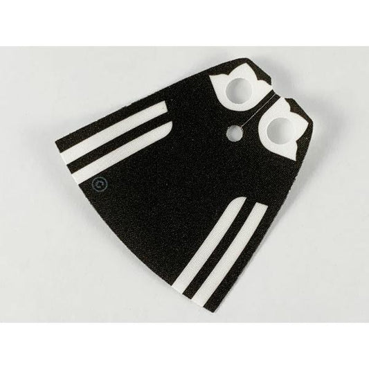 Minifigure Cape Cloth Standard - Starched Fabric - 4.0cm Height with Black Back and Stripes Pattern - Part - 522px2 - White - used - Qty:1