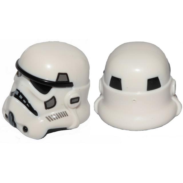 Minifigure Headgear Helmet SW Stormtrooper with Molded Black Forehead Eyes Nose Chin and Panels on Back and Printed Dark Bluish Gray Marks Pattern - Part - 42861pb02a - White - used - Qty:1