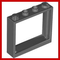 Window 1 x 4 x 3 - No Shutter Tabs - Part - 60594 - Dark Bluish Gray - used - Qty:6