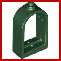Window 1 x 2 x 2 2/3 with Rounded Top - Part - 30044 - Dark Green - used - Qty:2