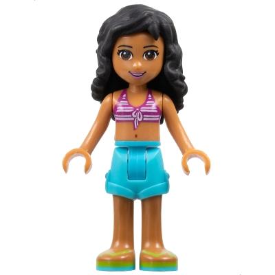 Friends Kate - Medium Azure Shorts Striped Bikini Top - Minifigure - New