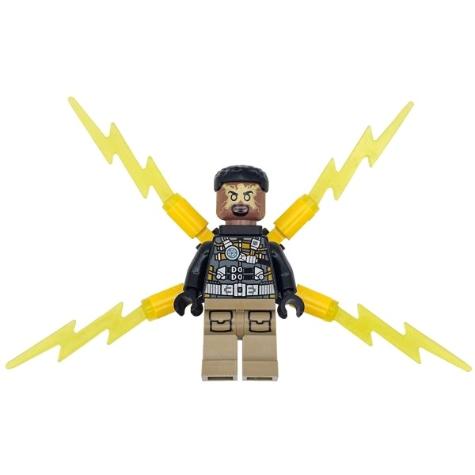 Electro - Black and Dark Tan Outfit Medium Brown Head Small Electricity Wings - Minifigure - New