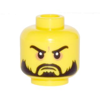 Minifigure Head Beard Black Moustache Arched Eyebrows White Pupils Grim Mouth Pattern - Part - 3626pb0978 - Yellow - used - Qty:1