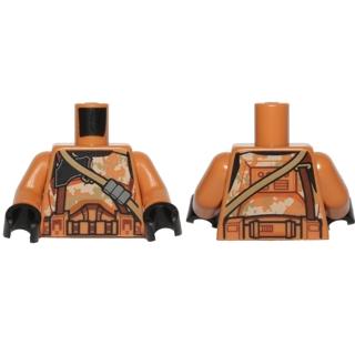 Torso SW Armor Camouflage Clone Trooper with Dark Tan Diagonal Belt Pattern / Medium Nougat Arms / Black Hands - Part - 973pb1830c01 - Medium Nougat - used - Qty:1