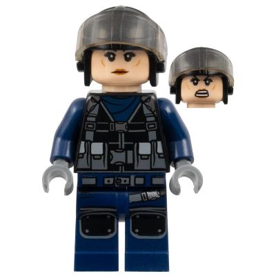ACU Tracker - Female Black Aviator Cap with Trans-Brown Visor Light Nougat Head - Minifigure - Used
