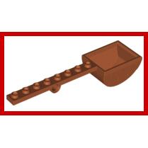 Plate Modified 1 x 8 with Pin Hole and Bucket (Catapult) - Part - 30275 - Dark Orange - used - Qty:1