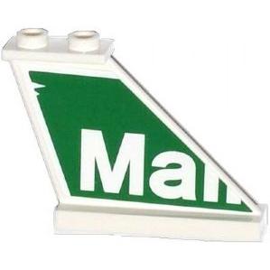 Tail 4 x 1 x 3 with White'Mall' on Green Background Pattern on Right Side (Sticker) - Set 79120 - Part - 2340pb054 - White - used - Qty:1