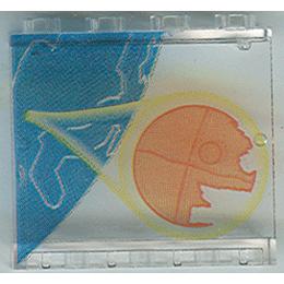 Panel 1 x 4 x 3 - Hollow Studs with SW Rebel Control Center Planet and Death Star Pattern - Part - 4215bpx2 - Trans-Clear - used - Qty:1