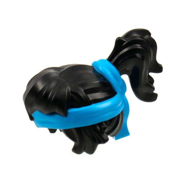 Minifigure Hair Female with Ponytail with Molded Dark Azure Bandana Headband Pattern - Part - 76917pb01 - Black - used - Qty:1