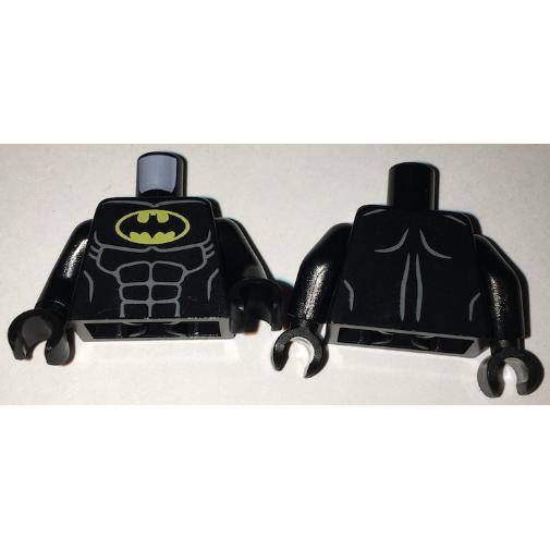 Torso Batman Logo in Yellow Oval with Muscles Pattern / Black Arms / Black Hands - Part - 973pb2541c01 - Black - used - Qty:1