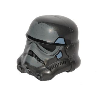 Minifigure Headgear Helmet SW Stormtrooper 2 Chin Holes Dark Bluish Gray and Sand Blue Pattern (Shadow Stormtrooper) - Part - 30408pb10 - Pearl Dark Gray - used - Qty:1
